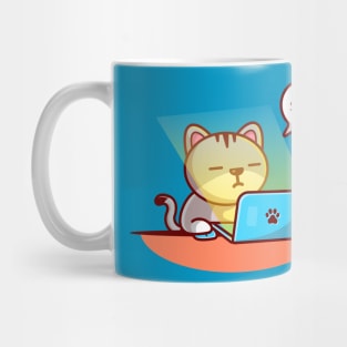 Cute Cat Sleeping On Laptop Mug